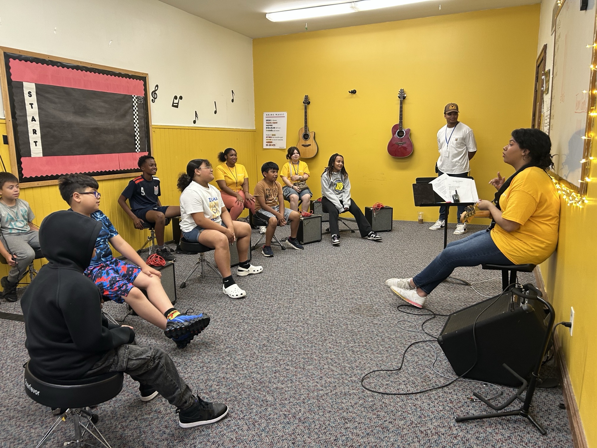 Students in the After School Program music room